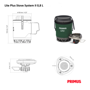 Vařič set PRIMUS Lite Plus Stove System II 0,8L Green zelená
