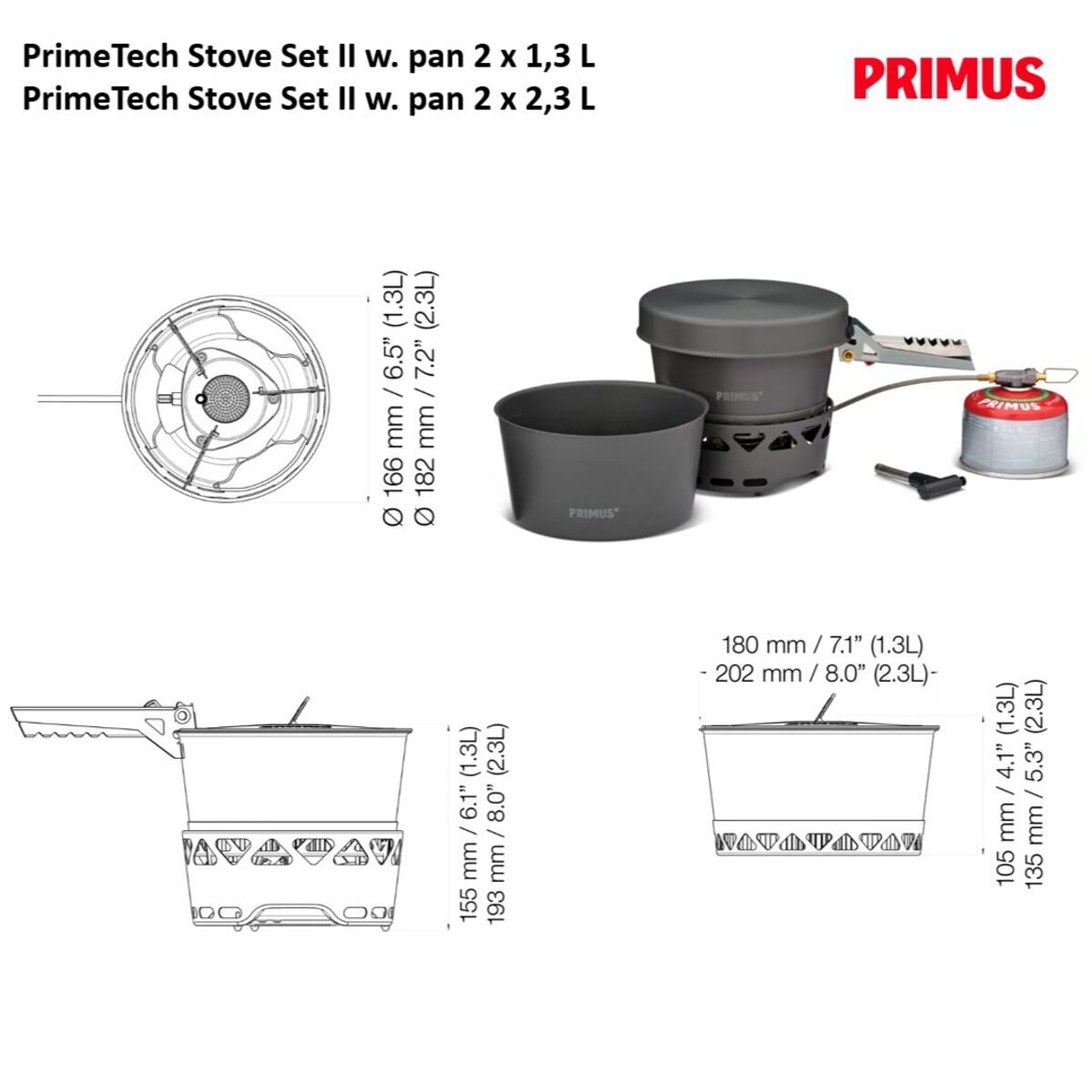 Primetech Stove Set II 2x2.3L 